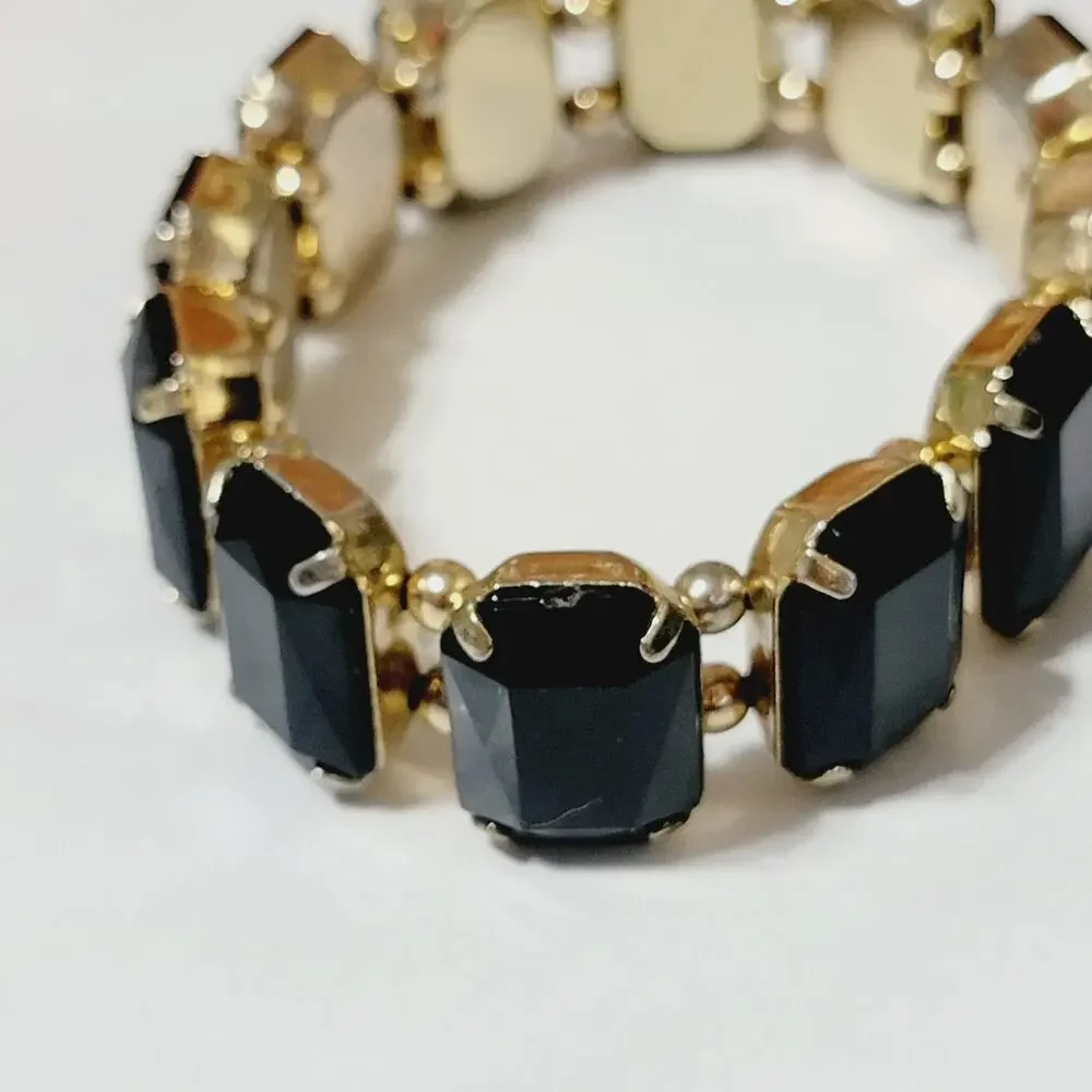 Black Lucite Stretch Bracelet,‎ 5/8